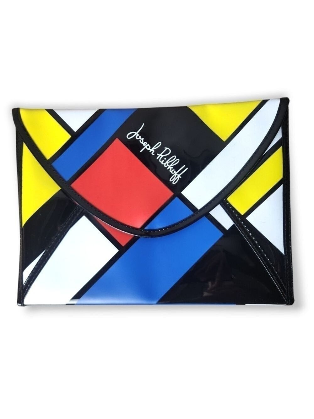 Vintage Joseph Ribkoff Mondrian Clutch Colour Block Vinyl Purse